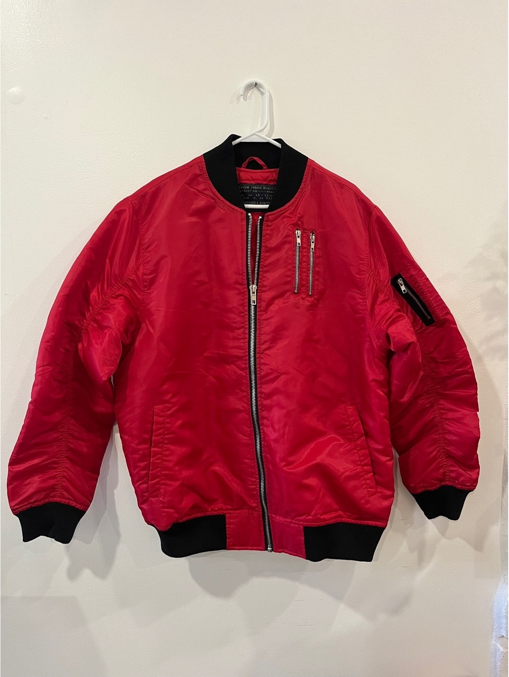 State Bleecker & Mercer red bomber jacket